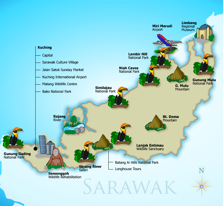 Image result for Sarawak tourist map"